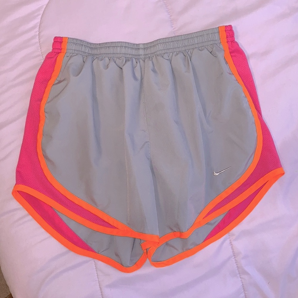 Nike Tempo Shorts gray pink and orange